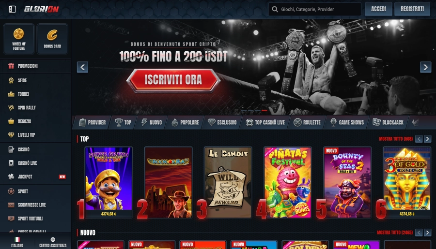 Glorion casinò home page