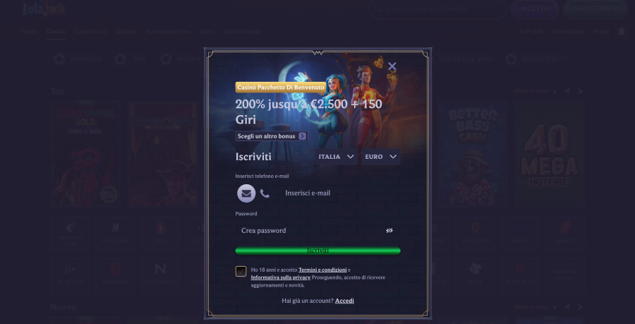 Lolajack registrazione