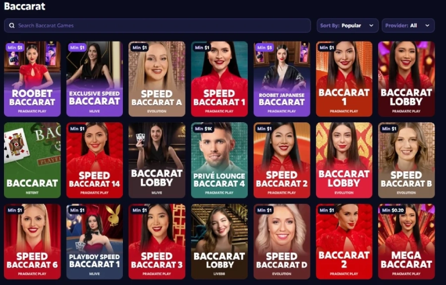 tipi di baccarat